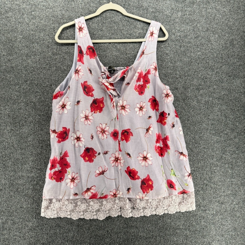 Suzanne‎ Betro Top Womens 1X Purple Floral Sleeveless Babydoll Fairy Cottagecore